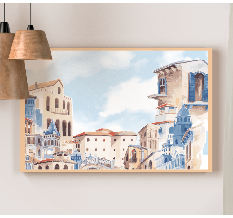 Cuadro infantil Dibujo de la ciudad de acuarela - TenVinilo