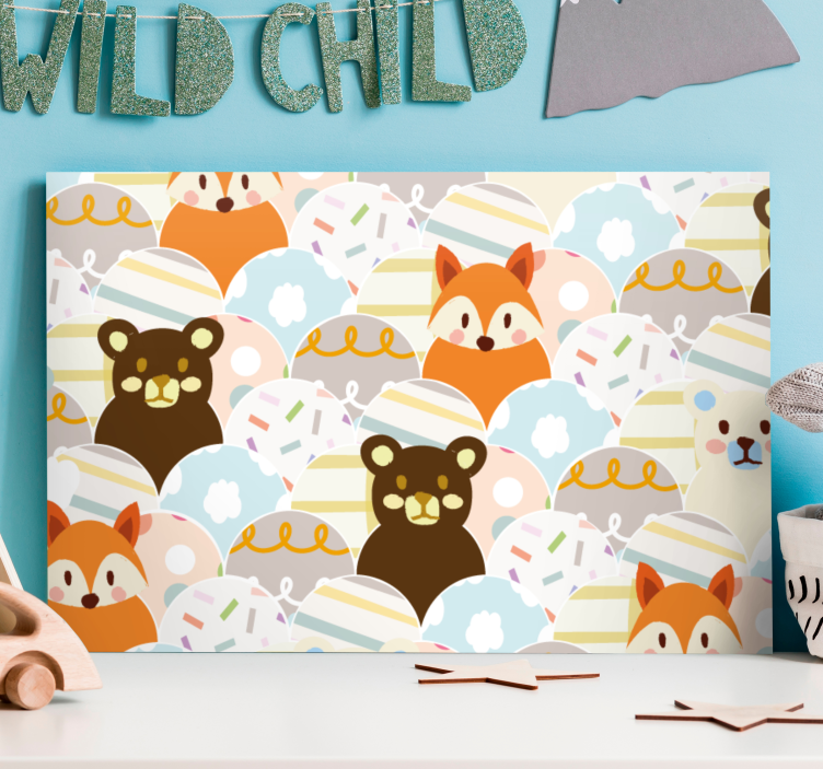 Cuadro personajes caras de animales adorables - TenVinilo