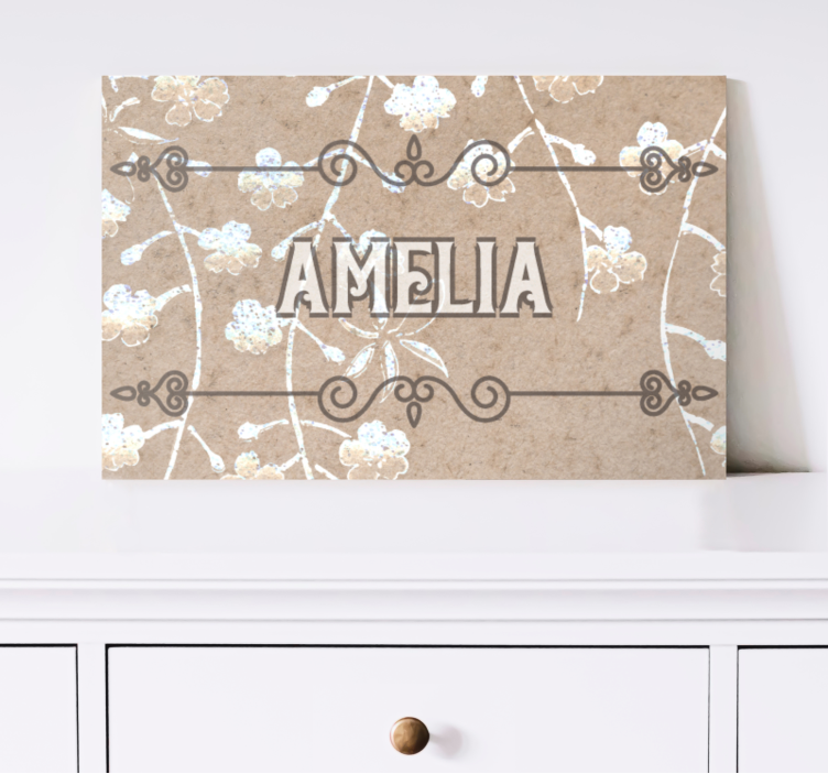 Cuadro personalizable decoración floral de nombres - TenVinilo