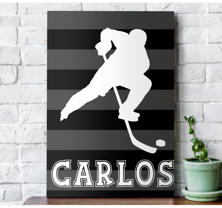 Cuadro con nombre Hockey sobre hielo personalizado - TenVinilo