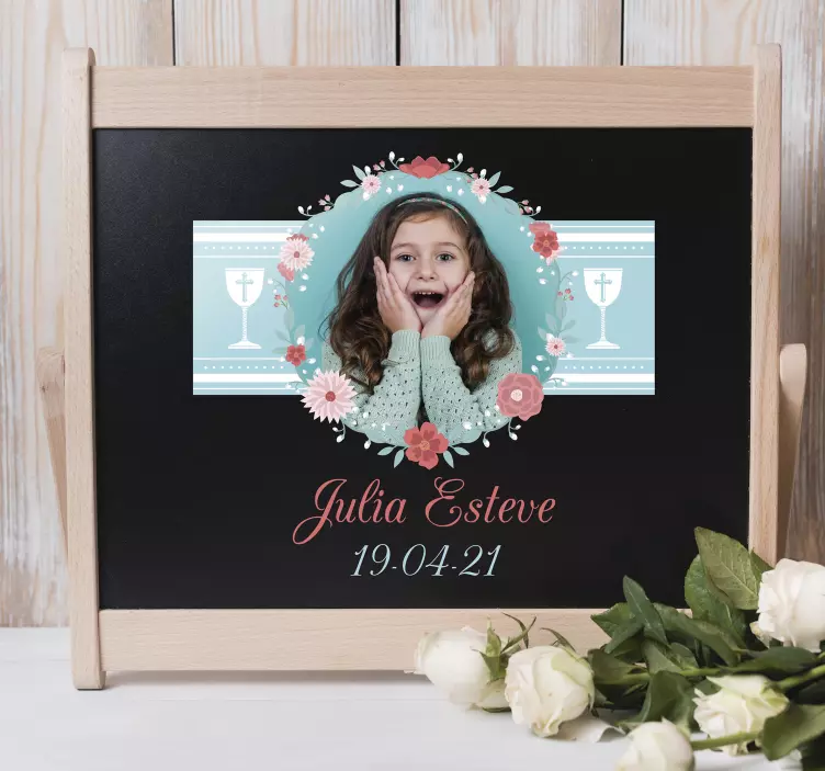 Mural invitación comunión con nombre y foto - TenVinilo