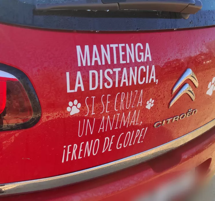 Pegatina para coches distancia animales - TenVinilo