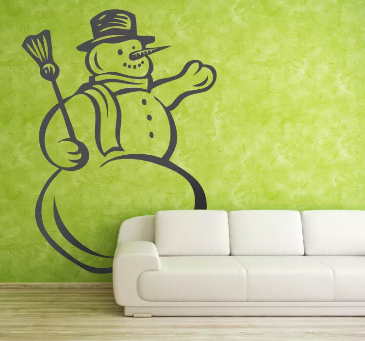 Vinilo decorativo muñeco nieve trazo - TenVinilo