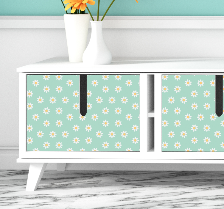 Vinilo decorativo para muebles de flores margaritas - TenVinilo