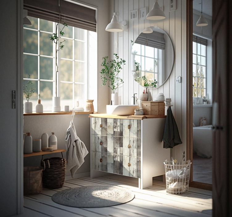 Vinilo para mueble madera clara envejecida. - TenVinilo