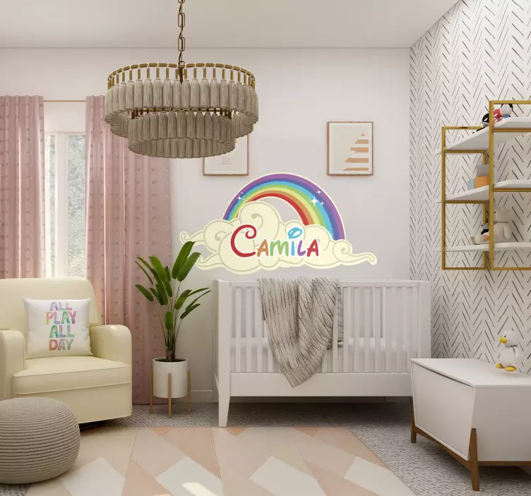 Vinilo infantil arco iris y nombre personalizado - TenVinilo
