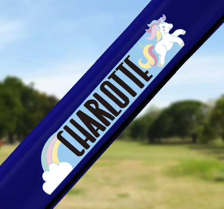 Pegatina personalizada para bicicleta unicornio - TenVinilo