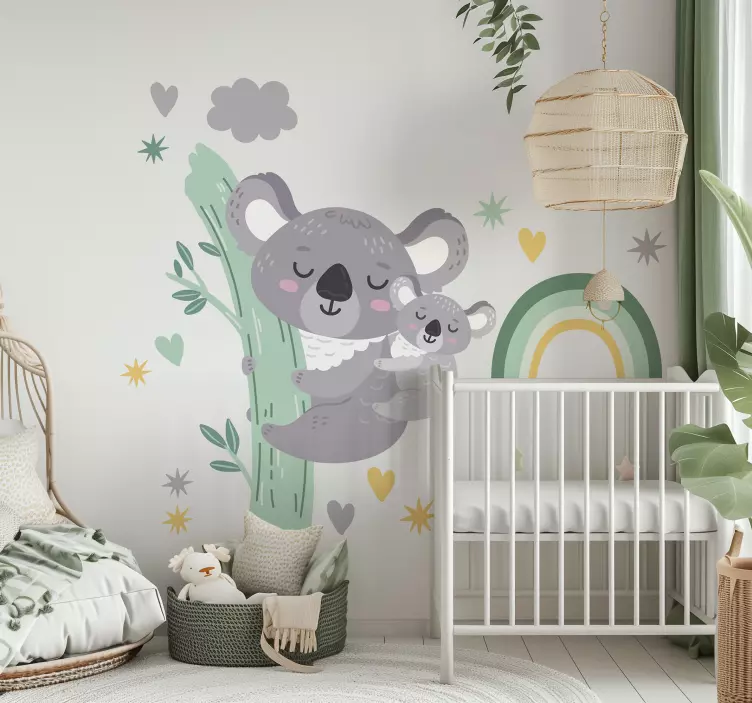 Vinilo dormitorio infantil koalas felices - TenVinilo