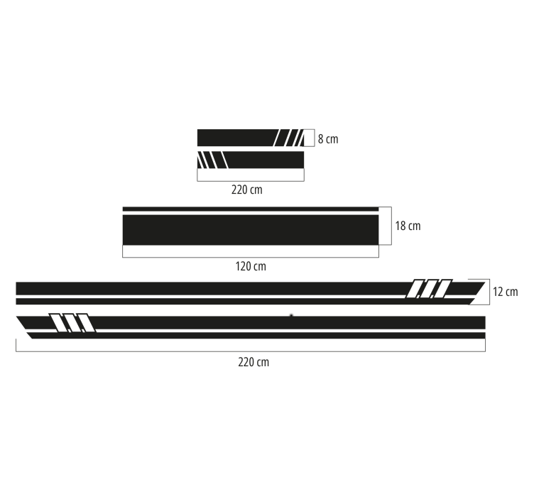 Pegatina para coche juego de 5 piezas de rayas - TenVinilo