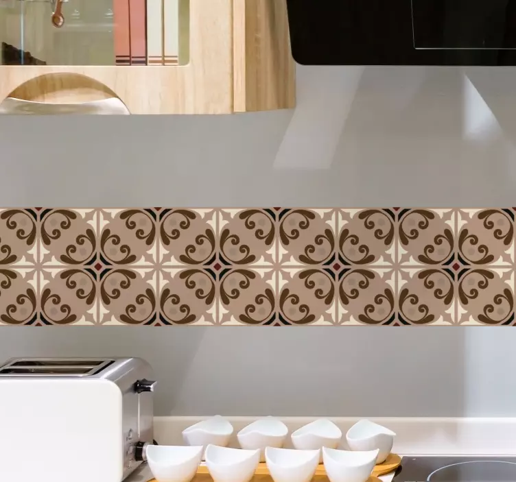 Azulejo adhesivo elegante patrón beige - TenVinilo