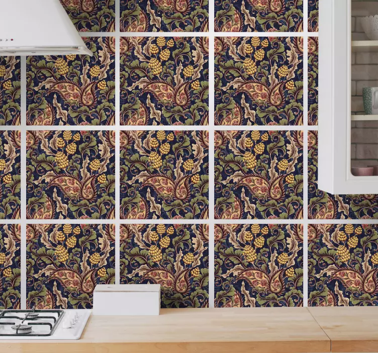 Azulejos adhesivos ilustración paisley realista - TenVinilo