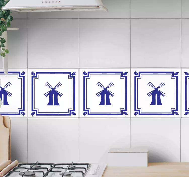 Azulejos adhesivo Patrón azul de delfts - TenVinilo
