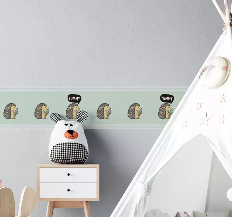 Cenefa adhesiva linda colección de erizos - TenVinilo