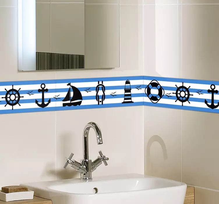Cenefa decorativa para baño de mar - TenVinilo