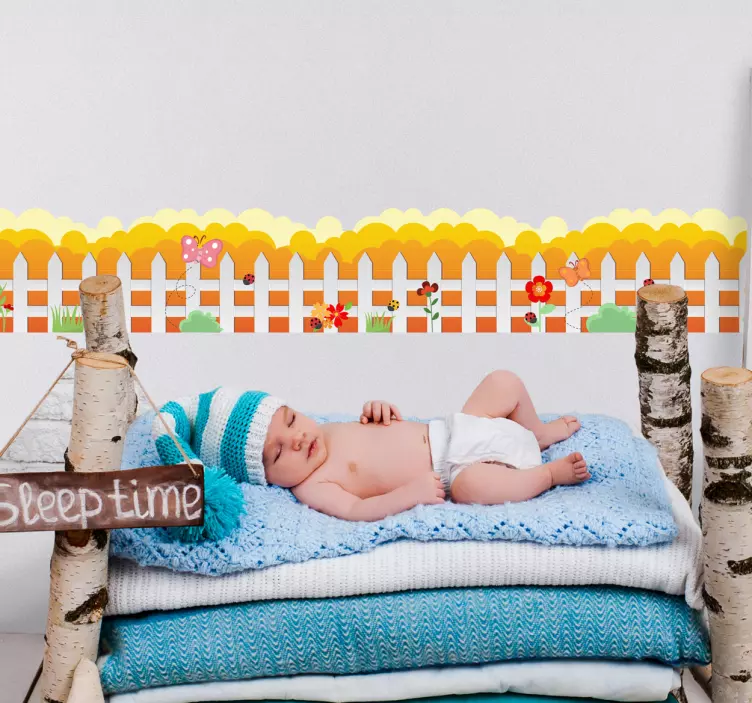 Cenefa infantil valla con flores - TenVinilo