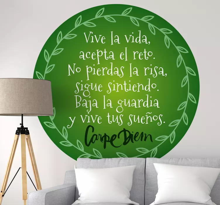 Vinilo frase Carpe Diem de motivos naturales - TenVinilo
