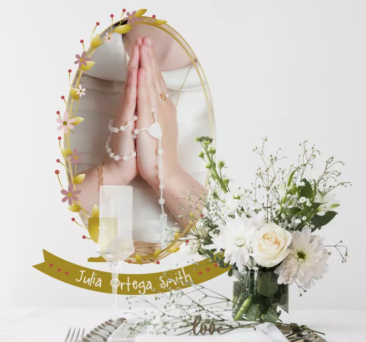 Mural corona mi primera comunión con nombre - TenVinilo