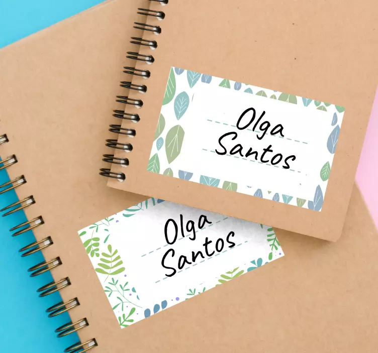 Pegatina para libreta de hojas con nombre - TenVinilo