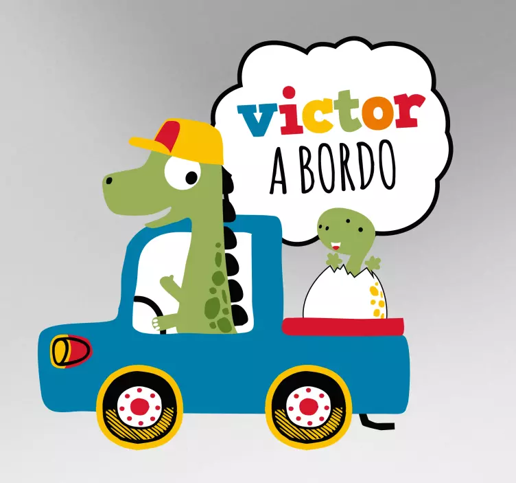 Pegatina bebé a bordo dinosaurio - TenVinilo
