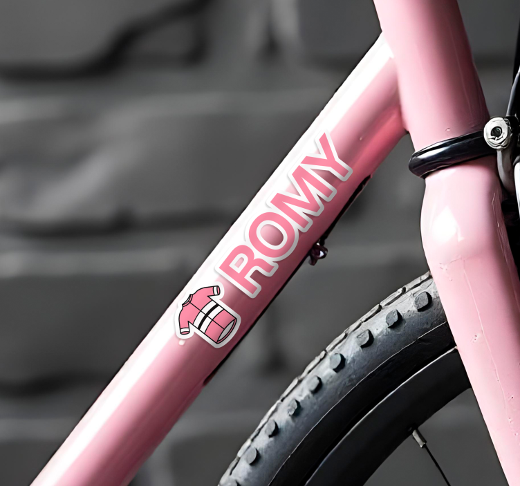 Vinilo bici maillot ciclista rosa personalizado - TenVinilo