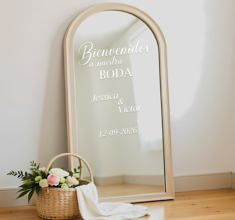 Pegatina boda espejo personalizable - TenVinilo
