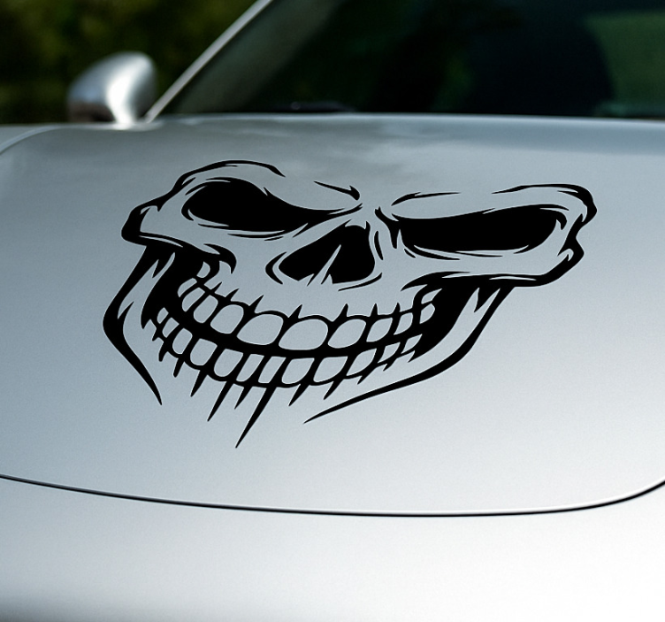 Pegatina coche calavera sonriente - TenVinilo