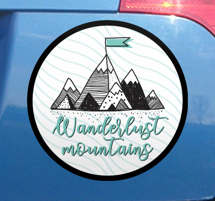 Pegatina coche picos de montaña wanderlust - TenVinilo