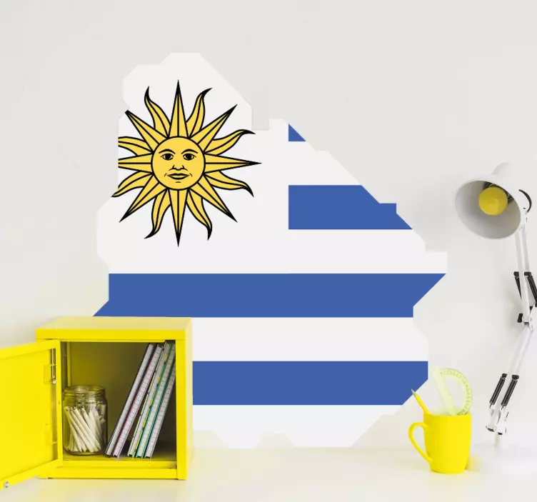 Pegatina bandera Mapa de uruguay con bandera - TenVinilo