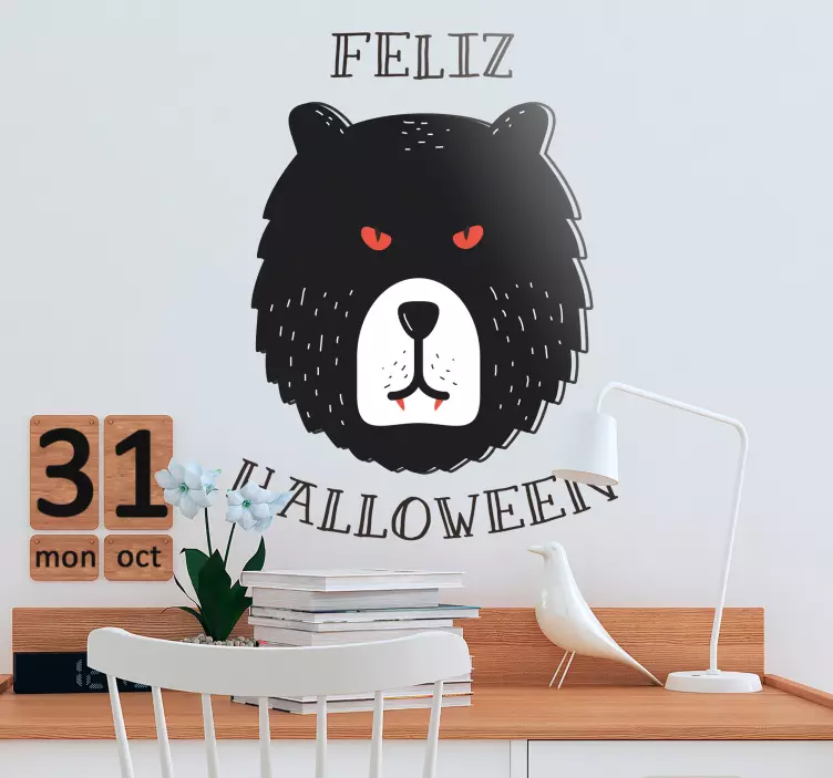 Pegatina feliz Halloween oso - TenVinilo
