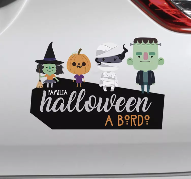 Pegatina Halloween familia a bordo - TenVinilo