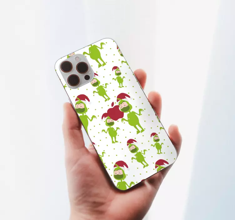 Pegatina iPhone alegres personajes verdes - TenVinilo