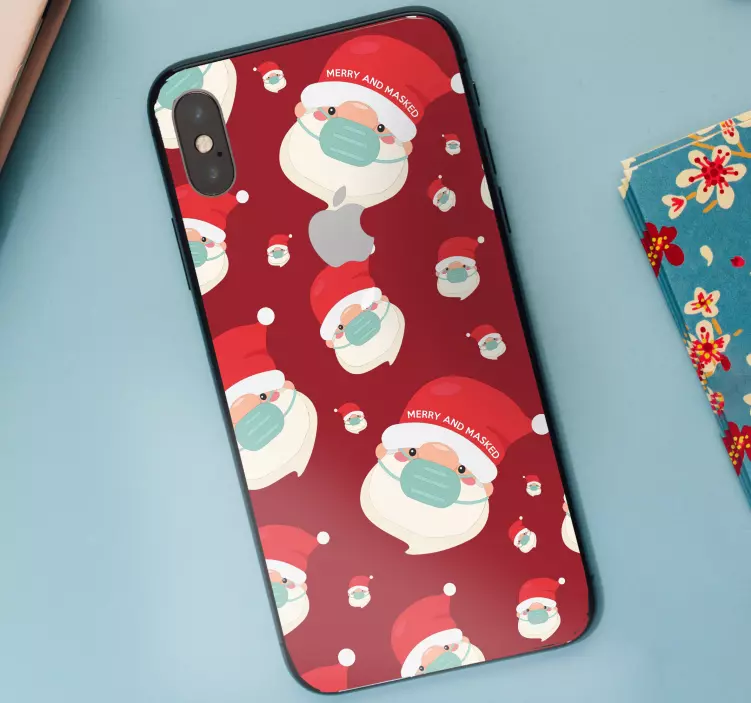 Pegatina iPhone caras alegres de santa - TenVinilo