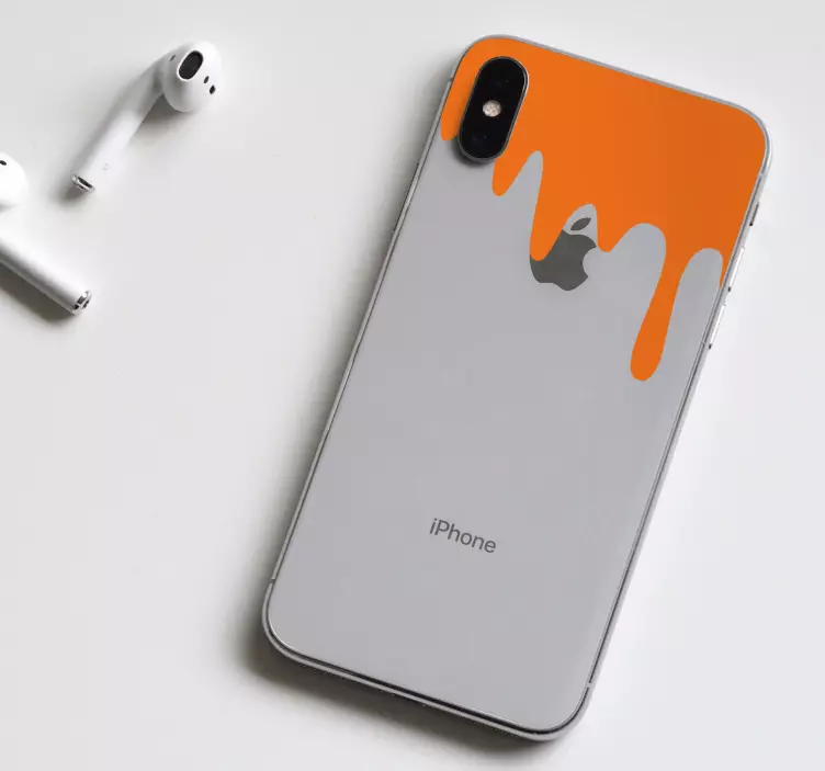 Pegatina iPhone efecto de goteo naranja - TenVinilo
