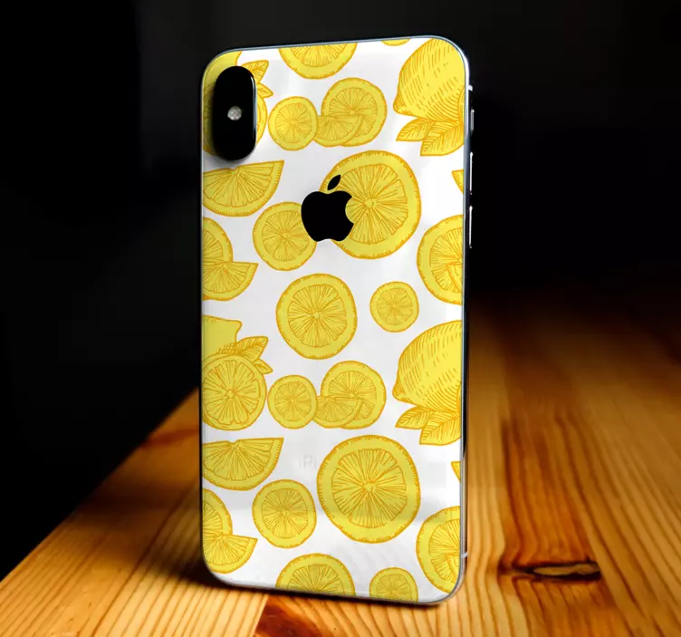 Pegatina iphone patrón cítrico amarillo - TenVinilo
