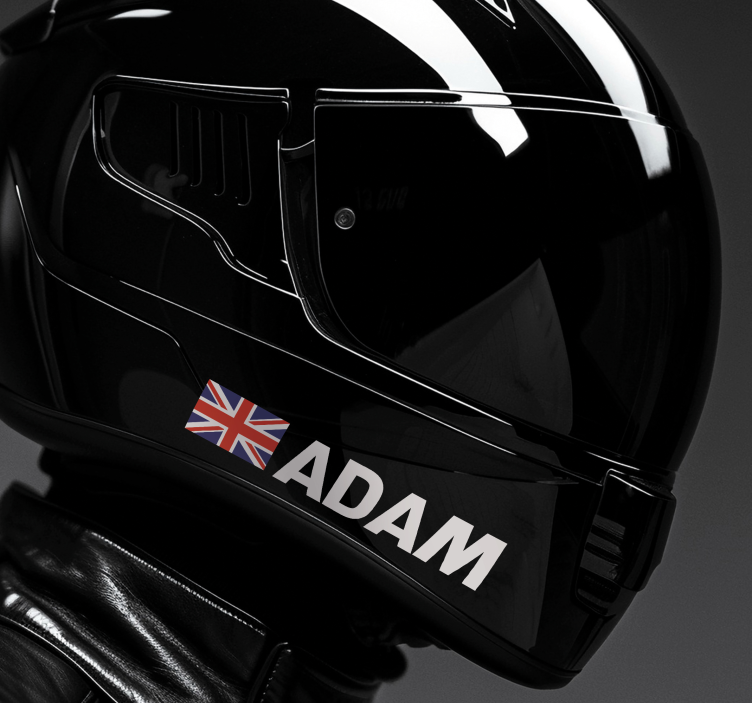 Pegatina moto nombre con diseño de bandera - TenVinilo