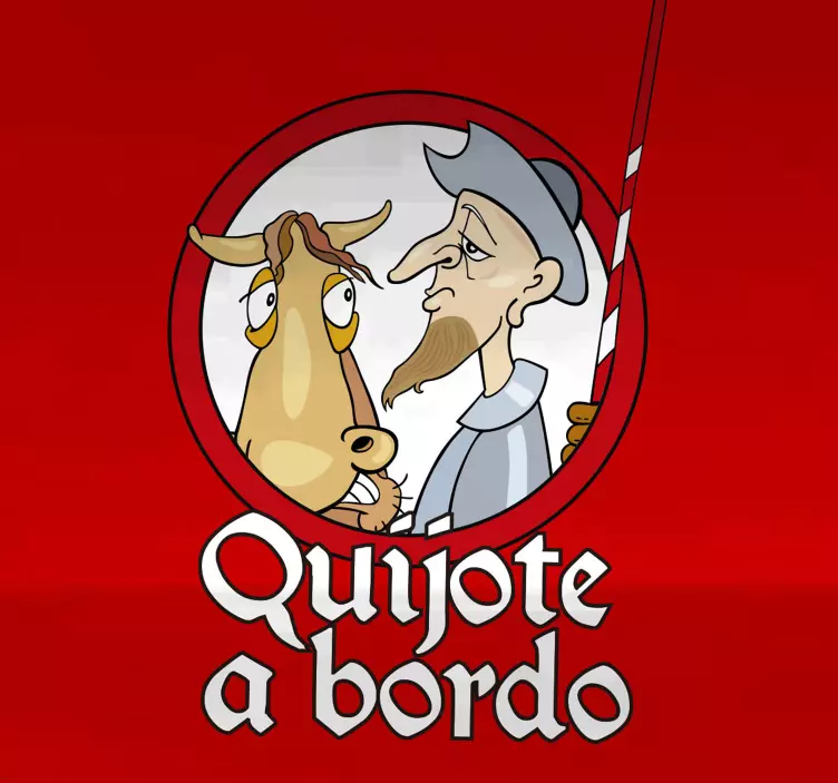 Pegatina para coche Don Quijte a bordo - TenVinilo