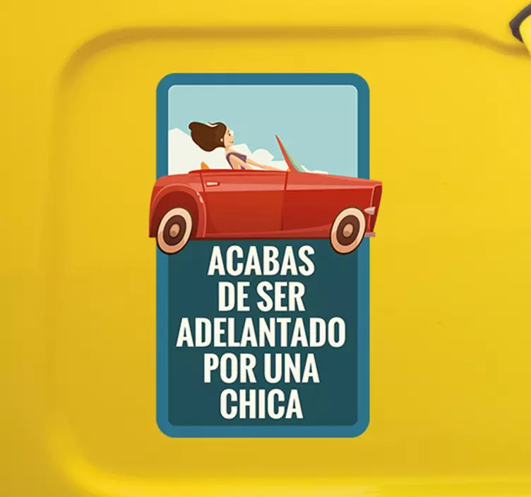 Pegatina coche adelantado por una chica - TenVinilo