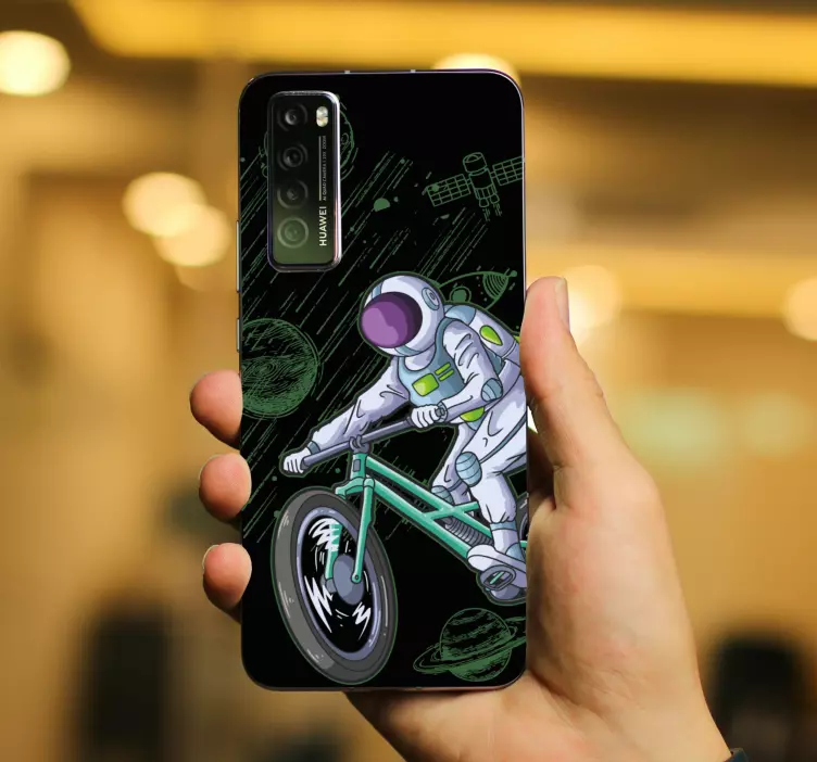 Sticker huawei Astronauta en bicicleta - TenVinilo