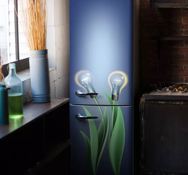 Pegatina para nevera bombillas iluminadas de vinilo - TenVinilo