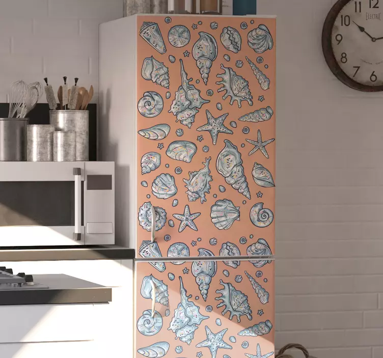 Vinilo para nevera Nevera de bocetos de concha - TenVinilo