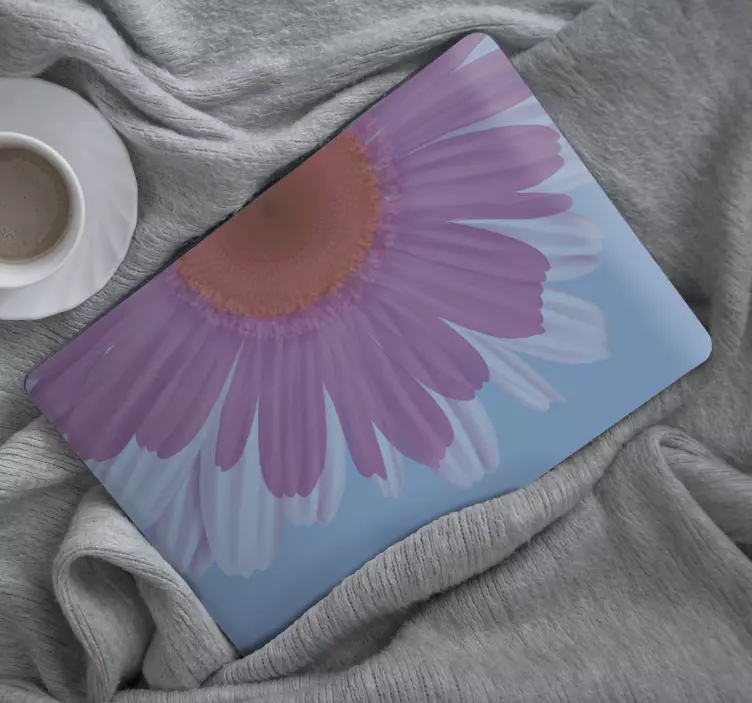 Vinilo para portátiles Media flor sobre fondo de color - TenVinilo