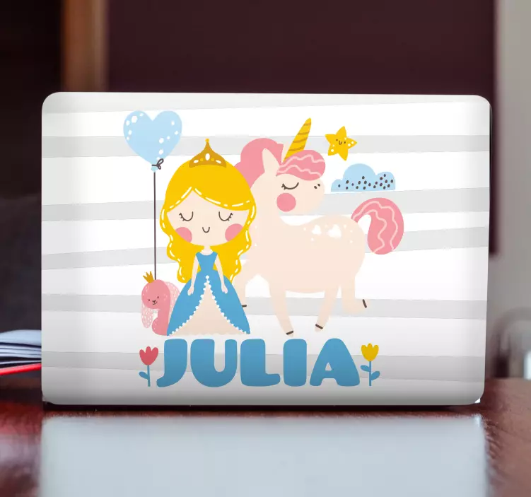 Vinilo para portátiles Príncipes de dibujos animados y unicornio - TenVinilo