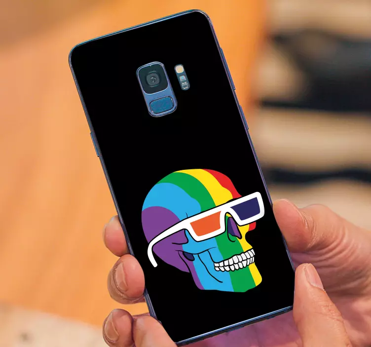 Pegatina Samsung gafas de sol con calaveras de arcoíris - TenVinilo