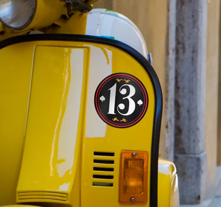 Pegatina moto número personalizable old style - TenVinilo