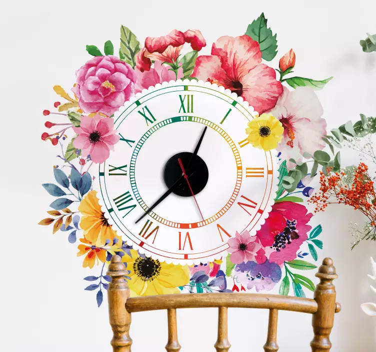 Reloj vinilo minimalismo floral - TenVinilo