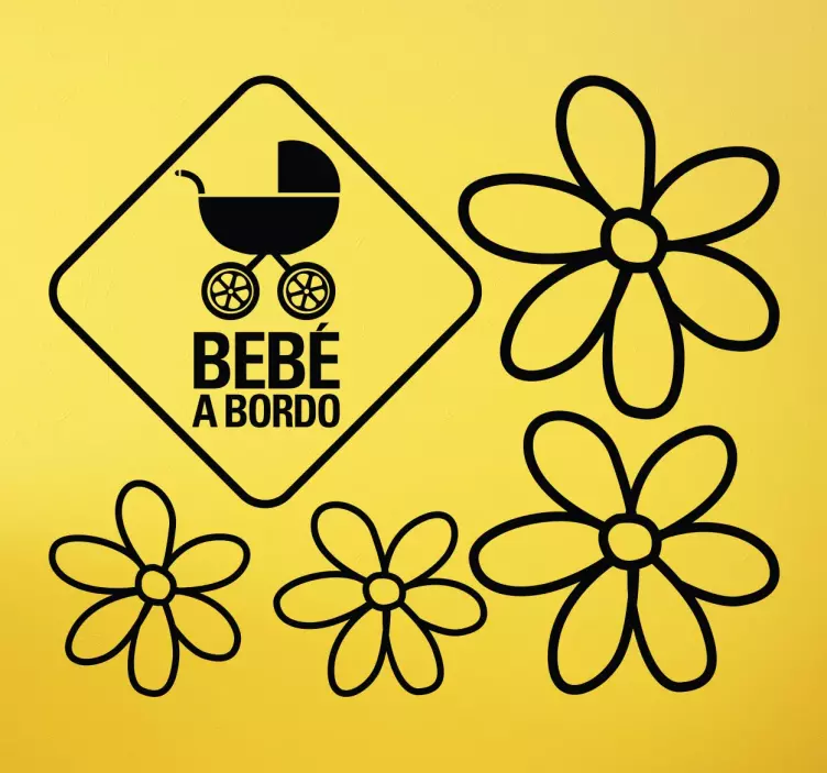 Sticker margaritas y bebé a bordo - TenVinilo