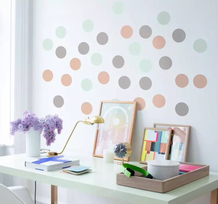 Sticker topos de tres colores pastel - TenVinilo