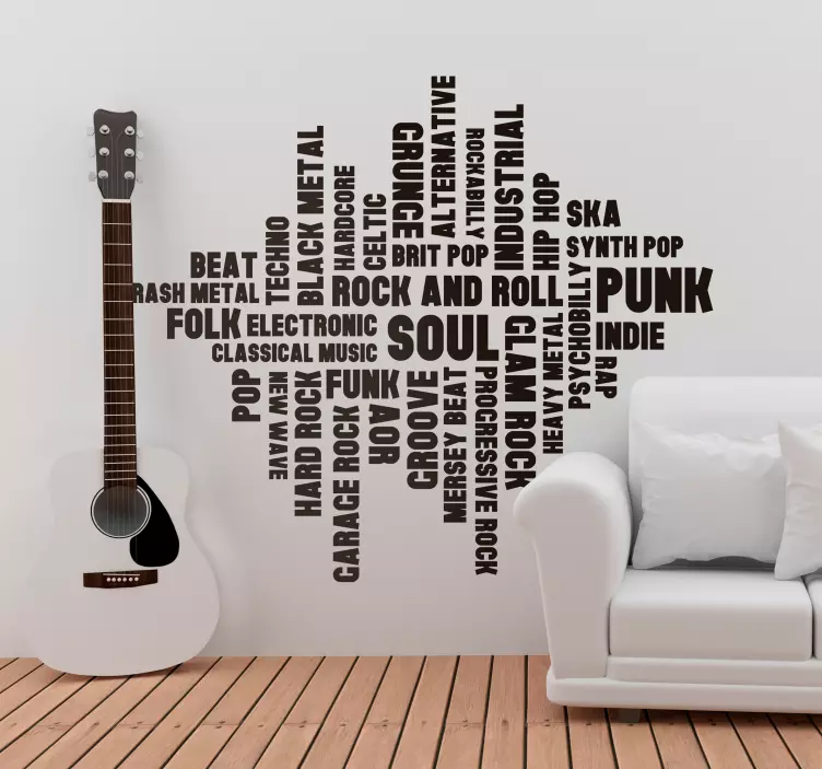 Vinilo pared de estilo musical con texto - TenVinilo