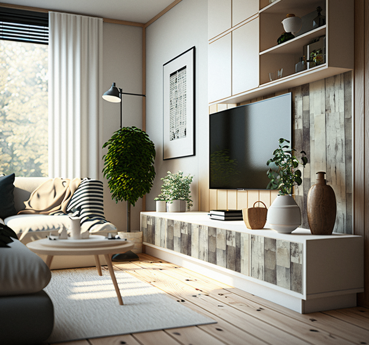 Vinilo para mueble madera clara envejecida. - TenVinilo