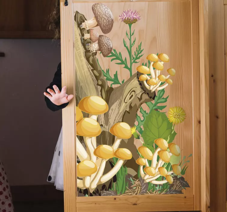 Vinilo decorativo para muebles árboles y hongos - TenVinilo